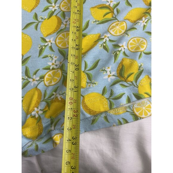 Alex’s Lemonade Blue Sz Medium Rayon Romper Pockets Beach Holiday Lounge Citrus - Picture 8 of 10